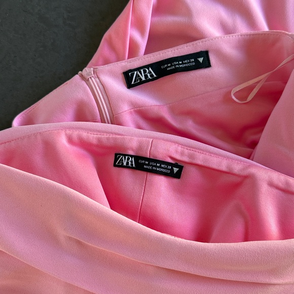 Zara 2pc Pink Bustier Crop Top & Draped Mini Skirt Set - Picture 7 of 12